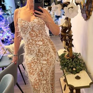 Elegant White and Cream Evening Dress